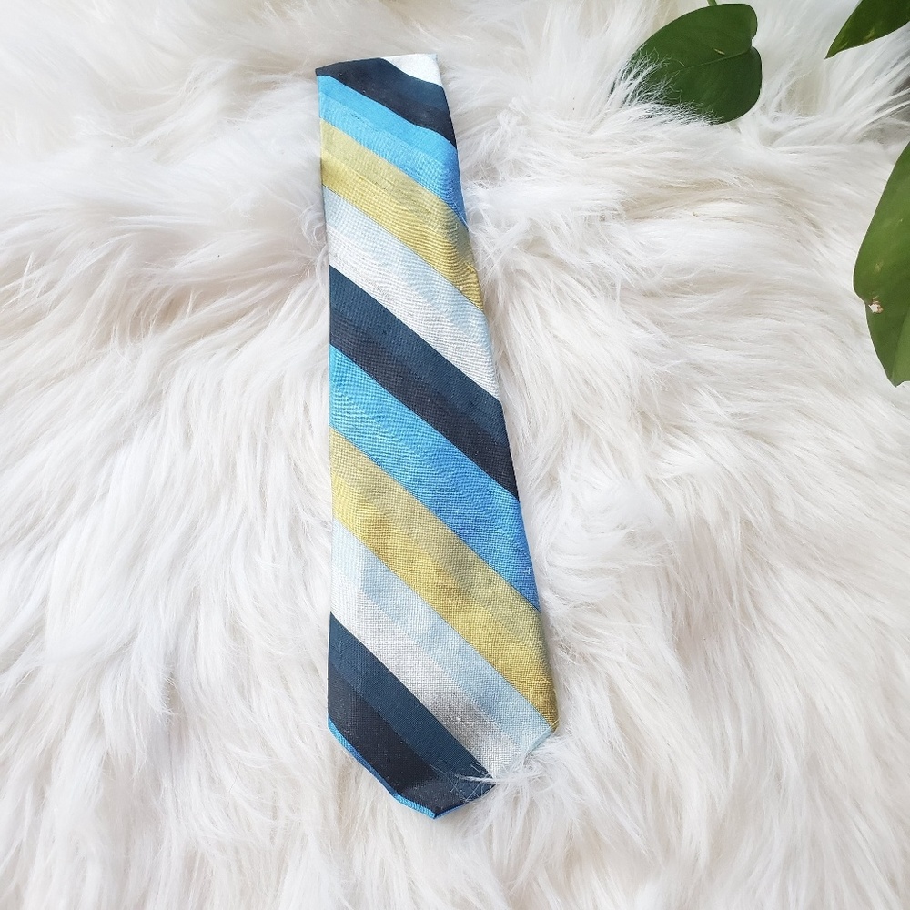 Vintage Blue & Green Striped Men's Neck Tie